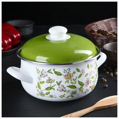 Кастрюля 3л d=18 см "Полевые цветы" эмал. крыш 3442663 Маруся