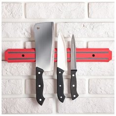Держатель для ножей магнитный, красный цвет 38 см 1447430 Сима ленд