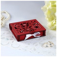 Шкатулка под кольца "Цветочная", марсала, 10х9,5х2,6 см 4371028 Сима ленд