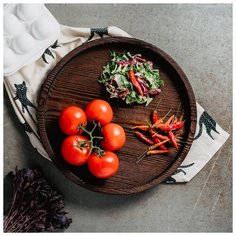 Поднос из натуральной сосны, 33x4 см, цвет шоколадный 4758917 Magistro