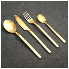 Набор столовых приборов 4 предмета Magistro "Оску стандарт" золото 4684561