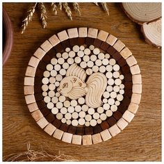 Подставка под горячее «Золотая рыбка», D=20 см, разные породы деревьев 4779518 Сима ленд