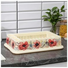 Сушилка для посуды "Деко. Маки" 5431553 Idea (М Пластика)