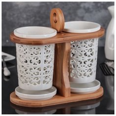 Набор подставок для столовых приборов "Эстет", рисунок вензеля, 20х10х15 см 3613768 Сима ленд