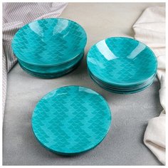 Набор тарелок 19 пред "Сирена" салатник, 6 десерт, 6 обеденных, 6 мисок 4540999 Доляна