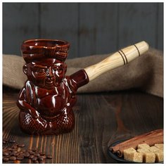 Турка для кофе "Индус" 0,4 л, керамическая, с деревянной ручкой 1903569 Керамика ручной работы