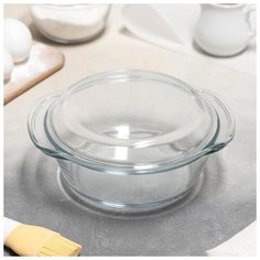 Кастрюля жаропрочная с крышкой 1 л , 20,7х18х8 см 746463 Доляна