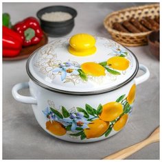 Кастрюля сферическая 4 л с ободком, "Лимоны" 5260474 Сибирские товары