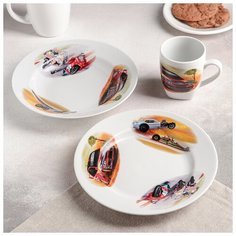 Набор посуды 3 пр "Машинки" (т. 20 см мел., т. 20 см глуб., кружка 210 мл) 4662011 Дулёвский фарфор