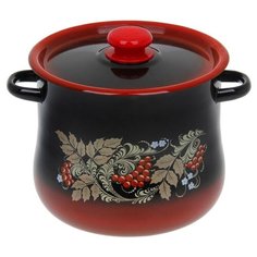 Кастрюля грушевидная 5.5 л декор красно-чёрный с тонированием МИКС 1421540 Сибирские товары