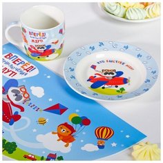 Набор "Пилот", кружка 250 мл, тарелка 17,5 см, салфетка 22 х 35 см 4126886 Дорого внимание