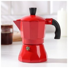Кофеварка гейзерная "Белланто" на 1 чашку, цвет красный 5182503 Сима ленд