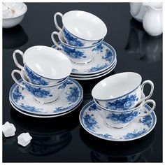 Сервиз чайный 12 пред "Аззурро" 6 чашек 240 мл, 6 блюдец 3801278 Доляна