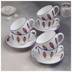 Сервиз чайный 12 пр "Емеля" 6 чашек 250 мл, 6 блюдец 15 см 4826263 Доляна