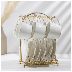 Сервиз чайный на металл подставке 12 пр "Бланш" 6 чашек 220 мл, 6 блюдец 17,5х13 см 4098605 Сима ленд