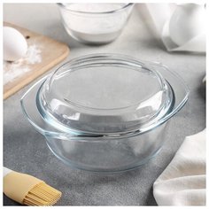 Кастрюля жаропрочная с крышкой 0,8 л, 19,9х16,2х9,8 см 5204499 Доляна