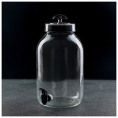 Кувшин с краником на "Лимонад" 5 л, цвет черный 4523199 Herevin