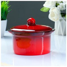 Кастрюля керамическая №2 красный 1л 1395387 Борисовская керамика