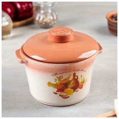 Кастрюля с ручками и крышкой 0,5 л 3872966 Ломоносовская Керамика