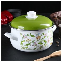 Кастрюля 4л d=20 см "Полевые цветы" эмал. крыш 3442672 Маруся