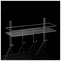 Полка прямоугольная 1-а ярус с 4-я крючками хром зеркало, 40х11,5х20 см 4015262 МЕТИЗ