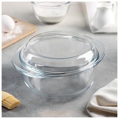 Кастрюля жаропрочная с крышкой 1,2л, 22,3х18,6х11,2 см 5204498 Доляна