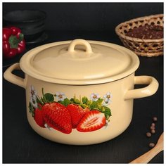 Кастрюля 2,9л цил. "Сочная клубника" С-16111/4КмЭ 4747399 Лысьвенские эмали