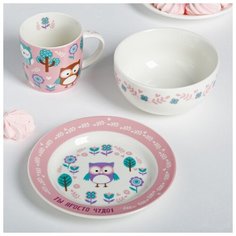 Набор "Самая прелестная", кружка 250 мл, глубокая тарелка 13 см, тарелка 15 см 4126896 Дорого внимание
