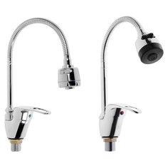 Смеситель для кухни "ЦС-СМ ЭП400514", однорычажный, гибкий высокий излив, на гайке, хром 3120439 Центр Сантехники