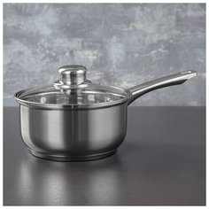 Ковш 1,25 л 16 см "Гретте". стеклянная крышка, индукция 4501324 Доляна