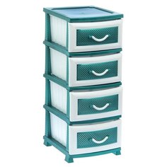 Комод 4-х секционный "Дельфин", цвет белый-бирюзовый перламутр 1593613 РОССПЛАСТ