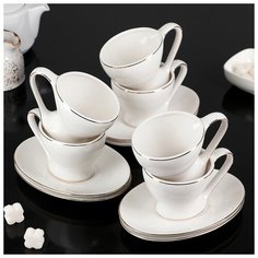 Сервиз чайный 12 пред "Бланш" 6 чашек 12х9х7,5 см 230 мл, 6 блюдец 17х12 см 4098603 Сима ленд