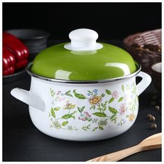 Кастрюля 2л d=16 см "Полевые цветы" эмал.крыш 3442654 Маруся