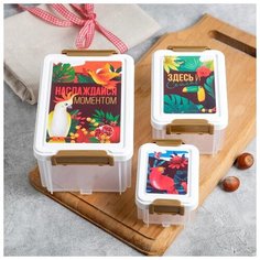 Набор контейнеров "Наслаждайся моментом", 130 мл, 360 мл, 780 мл 5275727 Дорого внимание