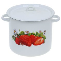 Кастрюля цилиндрическая 5.5 л светлая "Клубника садовая" 1421590 Сибирские товары
