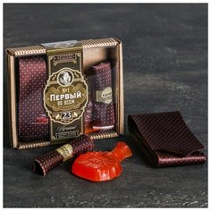 Подарочный набор (галстук, платок-сигара, фигурное мыло) "Первый во всем" 4627642 Сима ленд