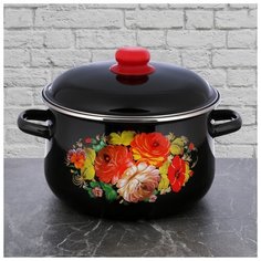 Кастрюля конич 5,5 л черн Жостово 1с47я 3367777 СтальЭмаль