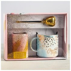 Набор "Счастье есть", кружка 350 мл, сито, чай 25 г 5246373 Фабрика Счастья