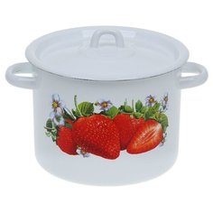 Кастрюля цилиндрическая 3,5 л светлая "Клубника садовая" 1421578 Сибирские товары