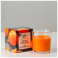 Свеча ароматическая в стакане "Зимний мандарин", время горения 30 ч 5502941 Сима ленд
