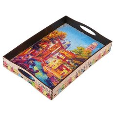 Поднос с ручками "Венеция", деревянный, 30,4х20,4х4,7см 3564780 Сима ленд