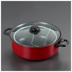 Кастрюля с а/п покрытием "Ренард" стеклянная крышка сетка фри 26х9 см 3792160 Сима ленд
