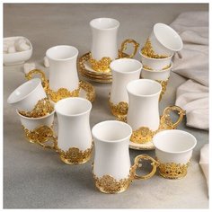 Сервиз 6 персон 18 предм "Сияние" : кружка 120 мл 6 шт, пиала 50 мл, блюдце 11 см 6 шт 4680811 Сима ленд