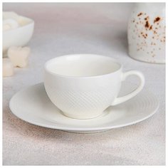 Кофейная пара "Каресса" чашка 90 мл 8,3х6,6х4,2 см, блюдце 12,8х4,5 см 4721559 Сима ленд