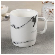 Кружка "Мрамор" 400 мл, 11х8,3х9,6 см, цвет белый 4721576 Сима ленд