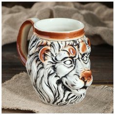 Кружка "Лев", цветная, 0.75 л 4161342 Керамика ручной работы