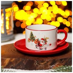 Чайная пара "На встречу Новому году" чашка 210 мл, блюдце 15 см 4826288 Доляна