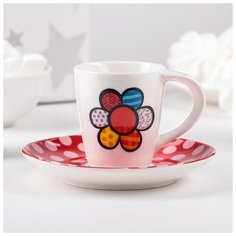 Чайная пара "Гротеск. Горошек" чашка 100 мл, блюдце 12см 3808253 Сима ленд