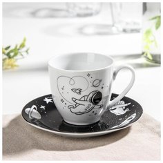 Чайная пара "Космическое притяжение" чашка 200 мл, блюдце 14,5 см 5154723 Доляна