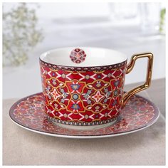 Кофейная пара "Жаклин" 220 мл, чашка 11,5х8,5х6,8 см, блюдце 5259349 Сима ленд